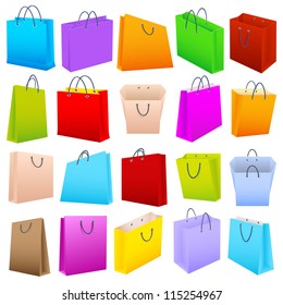 vector illustration of colorful shopping bag isolated on white background