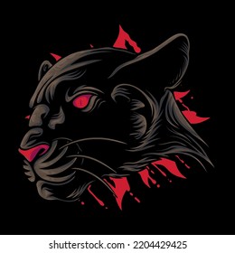 Vector Illustration Colorful Side View of Panther Head With Cool And Relaxed Pose Vintage illustration