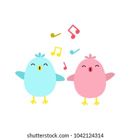 Vector illustration of colorful singing birds