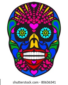 Vector illustration of colorful skull