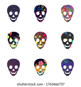 vector illustration of colorful skulls pattern design for bright style prints