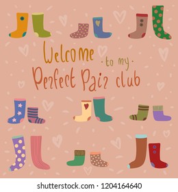 vector illustration with colorful socks