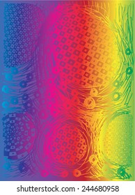 Vector illustration of colorful spectrum abstract checkers drawing. Hand drawn illustration, doodle. 