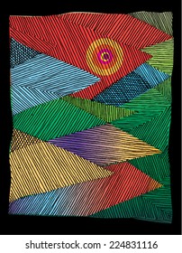Vector illustration of colorful spectrum hand drawn background / pattern.