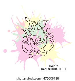 Vector illustration of a colorful splash Ganesh for Happy Ganesh Chaturthi.