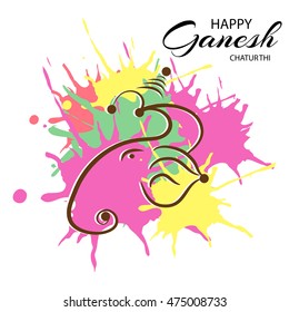 Vector illustration of a colorful splash Ganesh for Happy Ganesh Chaturthi.