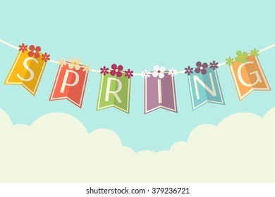 Vector Illustration of a Colorful Spring Banner. Flat Design Style. 