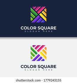 Vector illustration of colorful square logo, icon, sticker design template. Suitable for Creative Industries, Company, Multimedia, Entertainment, Education,print, Shop and other related business.