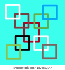 Vector illustration of colorful squares on a very nice light blue background