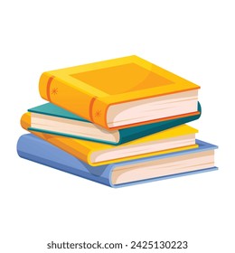 Vector illustration of colorful stack of books isolated on white background.
