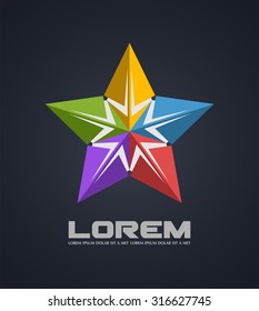 Ilustración vectorial del elemento de diseño estrella colorido