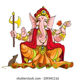 vector illustration of colorful statue of lord Ganesha