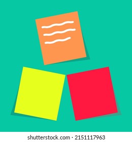 vector illustration of colorful sticky note paper, notes that appear as reminders on the wall, refrigerator.