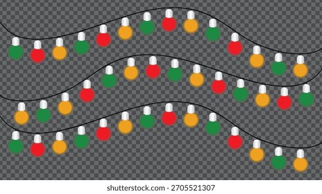 Vector illustration of colorful string lights christmas festive holiday decorations