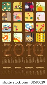 Vector Illustration of colorful style design Calendar for 2010