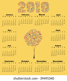 Vector Illustration of colorful style design Calendar for 2010