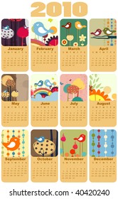 Vector Illustration of colorful style design Calendar for 2010
