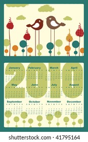 Vector Illustration of colorful style design Calendar for 2010