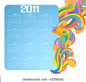 Vector Illustration of colorful style design Calendar for 2011