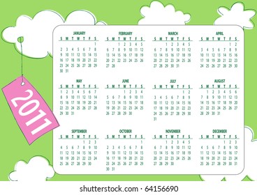 Vector Illustration of colorful style design Calendar for 2011