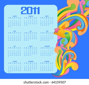 Vector Illustration of colorful style design Calendar for 2011