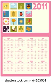 Vector Illustration of colorful style design Calendar for 2011