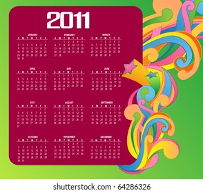 Vector Illustration of colorful style design Calendar for 2011