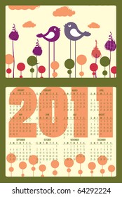 Vector Illustration of colorful style design Calendar for 2011