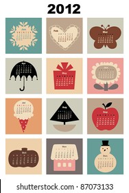 Vector Illustration of colorful style design Calendar for 2012