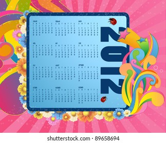 Vector Illustration of colorful style design Calendar for 2012