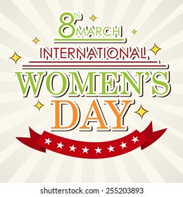Vector illustration of colorful stylish text for International Women's Day.