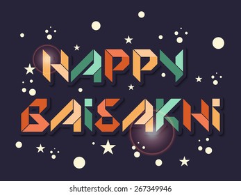 Vector illustration of colorful stylish text for Happy Baisakhi.