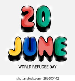 Vector illustration of a colorful stylish text for World refugee Day.