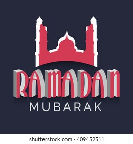 Vector illustration of a colorful stylish text with mosk For Ramadan Mubarak for holy month of muslim community, Ramadan Mubarak celebration.