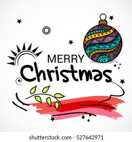 Vector illustration of a colorful stylish text For Merry Christmas with Christmas ball.