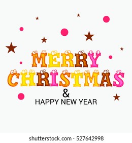 Vector illustration of a colorful stylish text For Merry Christmas.