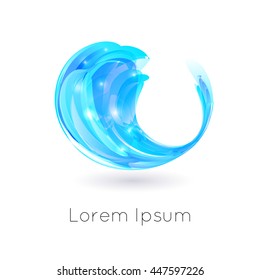 Vector illustration of colorful stylized drop curl swirl on white background 