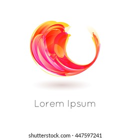 Vector illustration of colorful stylized drop curl swirl on white background 