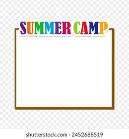 Vector illustration of colorful Summer Camp whiteboard text on transparent background