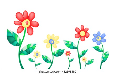 Vector Illustration Colorful Summer Flowers Stock Vector (Royalty Free ...