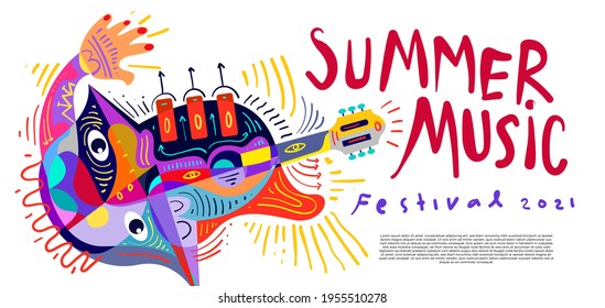 Vector illustration colorful summer music festival banner