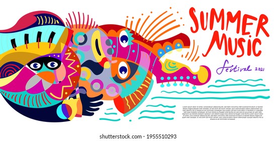 Vector illustration colorful summer music festival banner