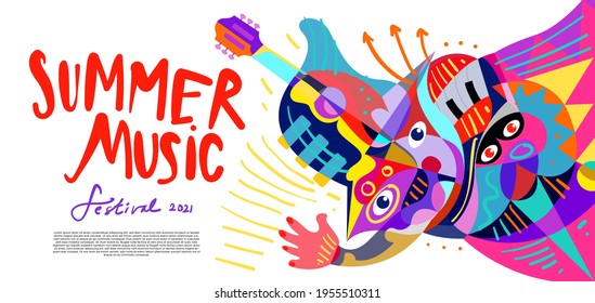 Vector illustration colorful summer music festival banner