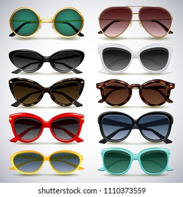 Vector illustration - colorful sunglasses icons set