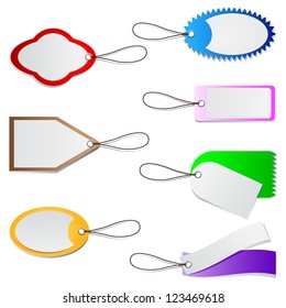 vector illustration of colorful tag tied with string