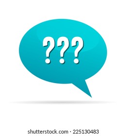 Vector illustration of colorful talk chat bubble dialog with question marks.