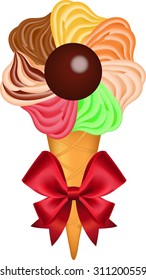 Vector illustration of colorful tasty ice cream isolated on white background. Format eps10. Ice cream icon. Ice cream background.