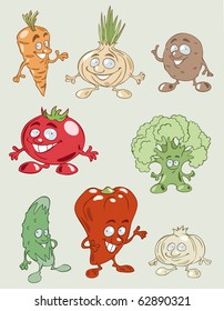 Vector illustration of colorful and tasty vegetables