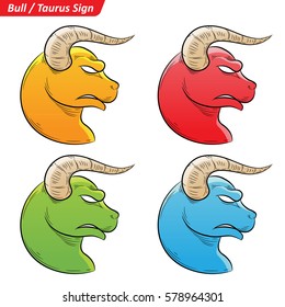 Vector Illustration of Colorful Taurus Astrological Zodiac Star Signs