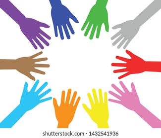 Vector Illustration Colorful Teamwork People Hands Stock Vector ...